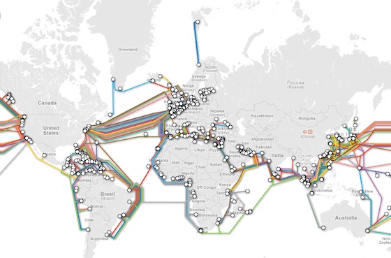 Mapa de cables submarinos de comunicaciones